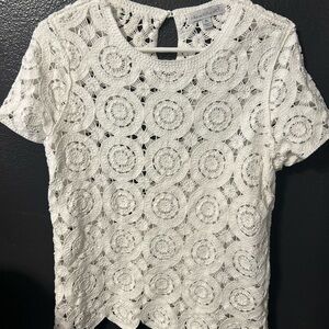 KEREN hart White Crochet Lace Blouse size medium